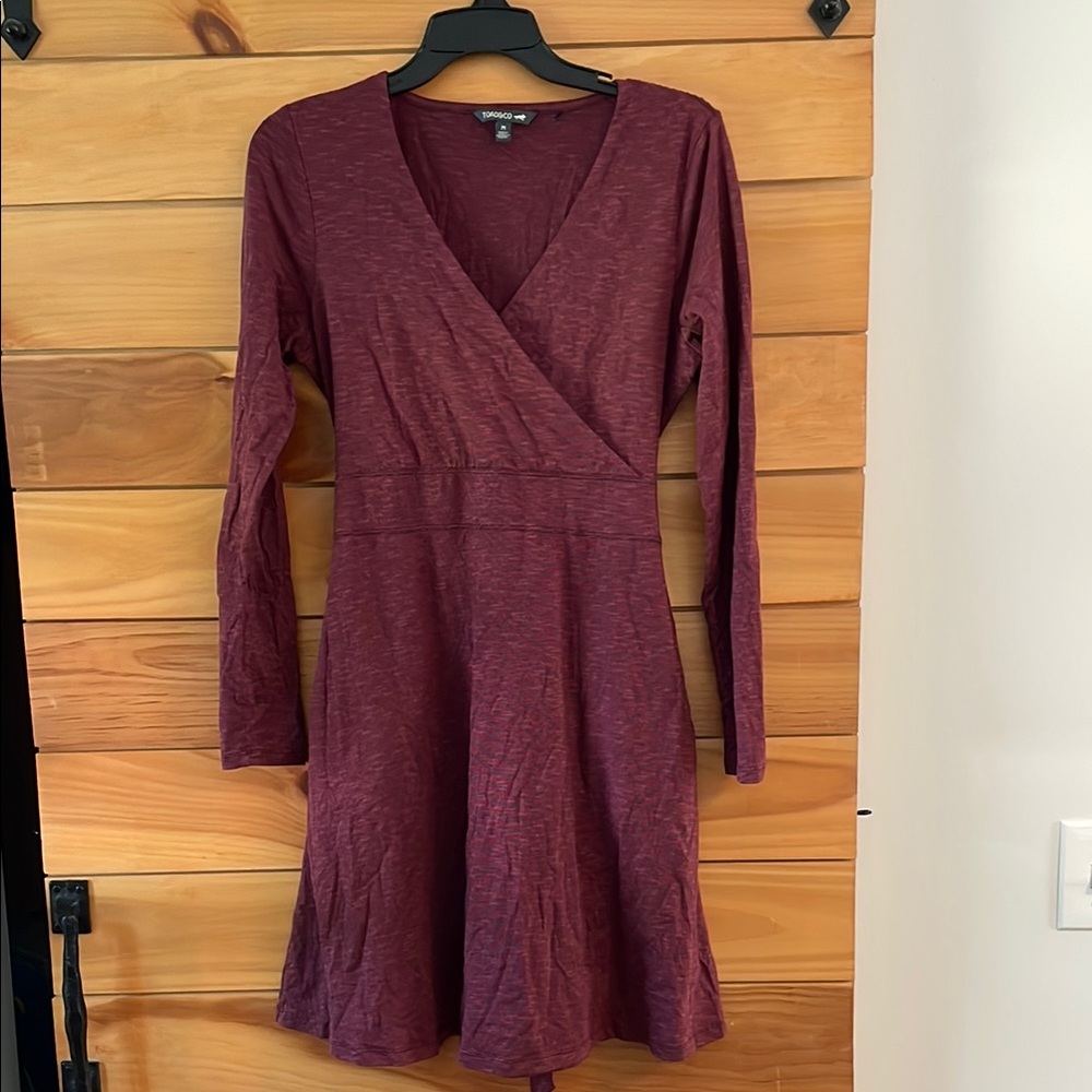Toad&Co Red V-Neck Ribbed Wrap Dress
